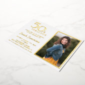 50 en Fabulous Roos Gold Elegant Birthday Folie Uitnodiging (Gedraaid)