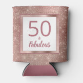 50 en Fabulous Roos Gold Glam 50th Birthday Party Blikjeskoeler (Voorkant)