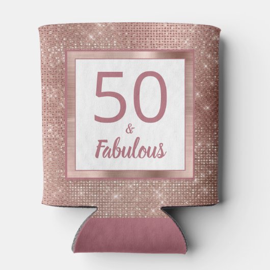 50 en Fabulous Roos Gold Glam 50th Birthday Party Blikjeskoeler (Achterkant)