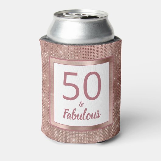 50 en Fabulous Roos Gold Glam 50th Birthday Party Blikjeskoeler (Blikje Achterkant)