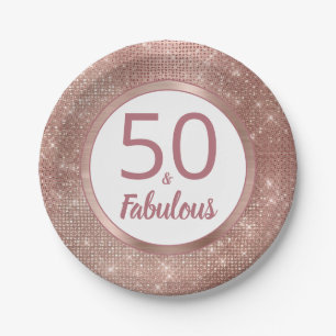 50 en Fabulous Roos Gold Glam 50th Birthday Party Papieren Bordje