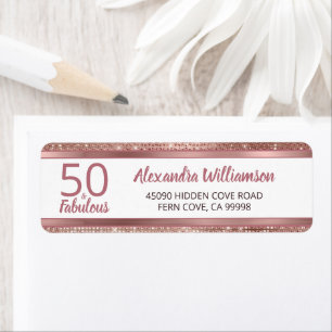 50 en Fabulous Roos Gold Glam Chic Return Address Etiket