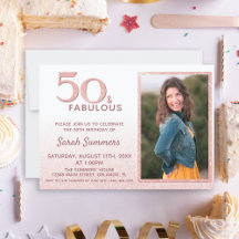 50 en Fabulous Roos Gold Glitter Elegant Birthday