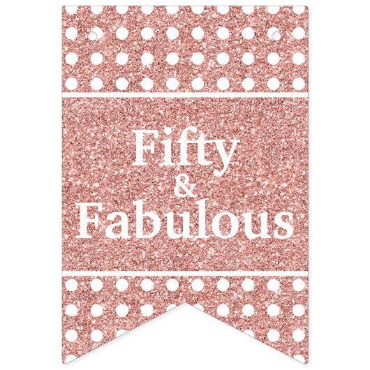50 en fabulous Roos Gold Glitter White Birthday Vlaggetjes (Tweede vlag)