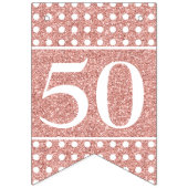 50 en fabulous Roos Gold Glitter White Birthday Vlaggetjes (Eerste vlag)