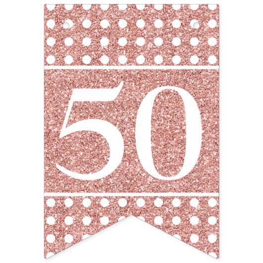 50 en fabulous Roos Gold Glitter White Birthday Vlaggetjes (Eerste vlag)