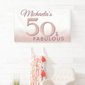 50 en Fabulous Roos Gold, moderne achtergrond Spandoek (Insitu)