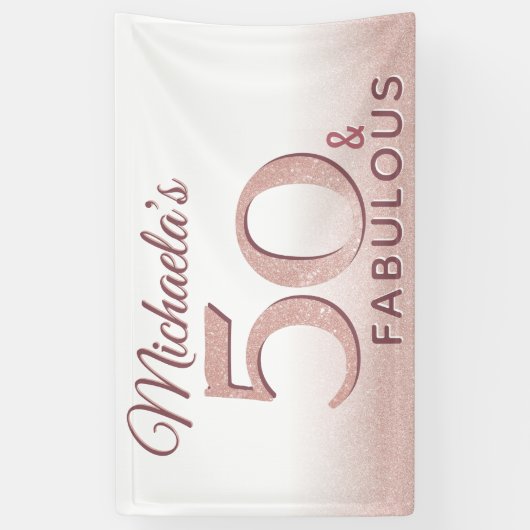 50 en Fabulous Roos Gold, moderne achtergrond Spandoek (Verticaal)