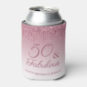 50 en Fabulous Roos Gold Pink Dripping Glitter Blikjeskoeler (Blikje Voorkant)