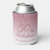 50 en Fabulous Roos Gold Pink Dripping Glitter Blikjeskoeler (Blikje Achterkant)