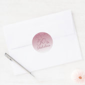 50 en Fabulous Roos Gold Pink Dripping Glitter Ronde Sticker (Envelop)