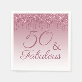 50 en Fabulous Roos Gold Pink Dripping Glitter Servet
