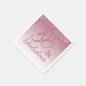 50 en Fabulous Roos Gold Pink Dripping Glitter Servet (Hoek)