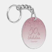50 en Fabulous Roos Gold Pink Dripping Glitter Sleutelhanger (Voorkant Links)