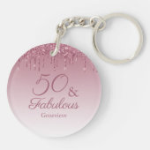 50 en Fabulous Roos Gold Pink Dripping Glitter Sleutelhanger (Achterkant)