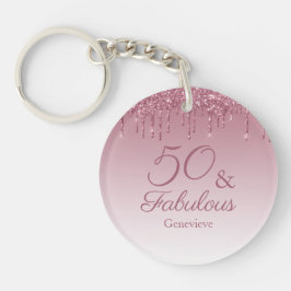 50 en Fabulous Roos Gold Pink Dripping Glitter Sleutelhanger
