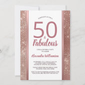 50 en Fabulous Roos Gold Virtual 50th Birthday Kaart (Voorkant)