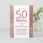 50 en Fabulous Roos Gold Virtual 50th Birthday Kaart (Staand voorkant)