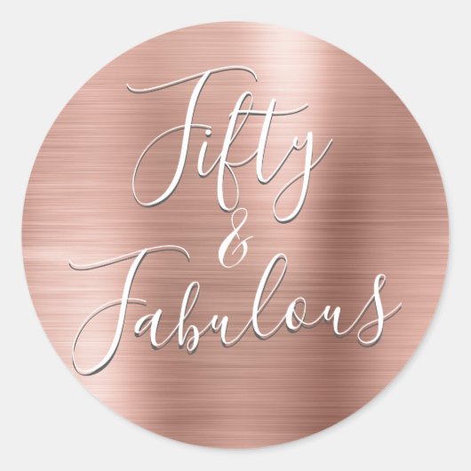 50 en Fabulous Roos Goud | Blush Roze Modern Ronde Sticker (Voorkant)