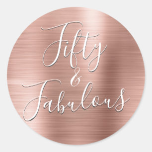 50 en Fabulous Roos Goud   Blush Roze Modern Ronde Sticker