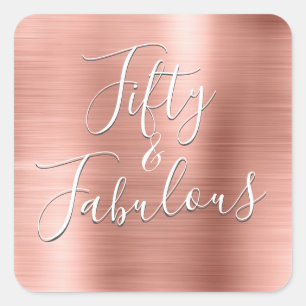 50 en Fabulous Roos Goud Blush Roze Modern Vierkante Sticker