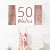 50 en Fabulous Roos Goud Chic 50e Verjaardagsfeest Spandoek (Insitu)