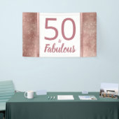 50 en Fabulous Roos Goud Chic 50e Verjaardagsfeest Spandoek (Beurs)