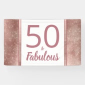 50 en Fabulous Roos Goud Chic 50e Verjaardagsfeest Spandoek (Horizontaal)