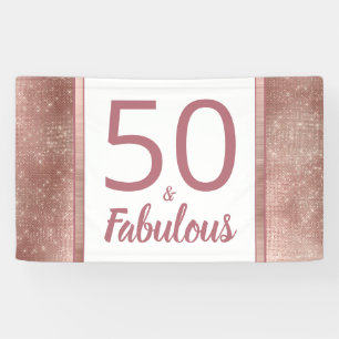 50 en Fabulous Roos Goud Chic 50e Verjaardagsfeest Spandoek