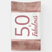 50 en Fabulous Roos Goud Chic 50e Verjaardagsfeest Spandoek (Verticaal)