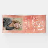 50 en Fabulous Roos Goud Metallic Foto Spandoek (Horizontaal)