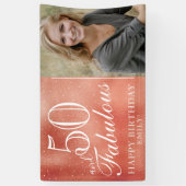 50 en Fabulous Roos Goud Metallic Foto Spandoek (Verticaal)