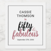 50 En Fabulous Roos Goud Verjaardagsnaam Datum Wij Wijn Etiket (Enkel label)