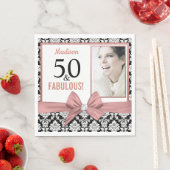 50 en Fabulous Roos gouden boog damast 50e Verjaar Servet (Insitu)