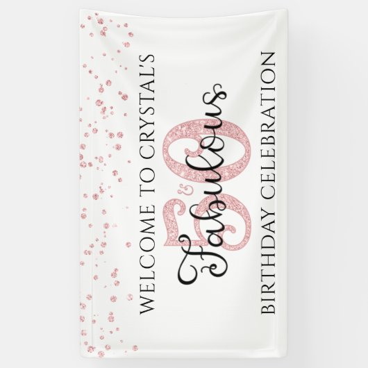 50 EN FABULOUS Roos Gouden Confetti Spandoek (Verticaal)