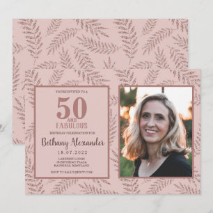 50 en Fabulous Roos Gouden Glitter Kaart