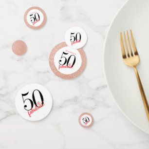 50 en Fabulous Roos Gouden Glitter Verjaardag Confetti