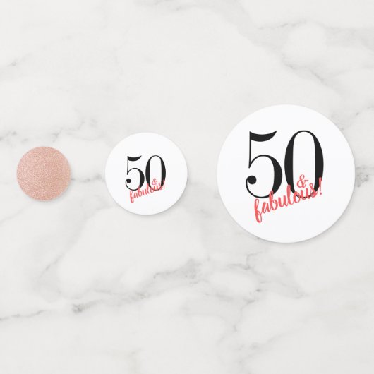 50 en Fabulous Roos Gouden Glitter Verjaardag Confetti (Achterkanten)