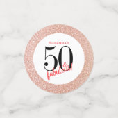 50 en Fabulous Roos Gouden Glitter Verjaardag Confetti (Kleine voorkant)