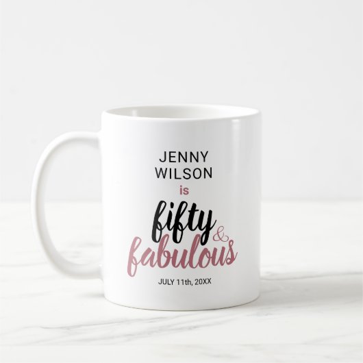 50 En Fabulous Roos Gouden Verjaardag Custom Koffiemok (Links)