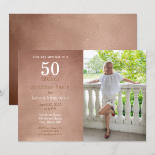 50 en Fabulous Rose Goud 50e Verjaardagsuitnodigin Kaart