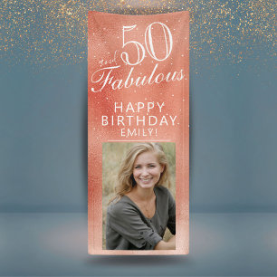 50 en Fabulous Rose Goud Metaalachtige Foto Spandoek