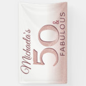 50 en Fabulous Rose Goud Verjaardag Modern Backdro Spandoek (Verticaal)