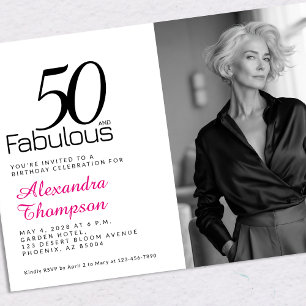 50 en Fabulous Roze 50e Verjaardagsfeestje  Kaart