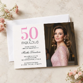 50 en Fabulous Roze 50ste Verjaardag Kaart