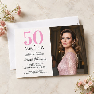 50 en Fabulous Roze 50ste Verjaardag Kaart