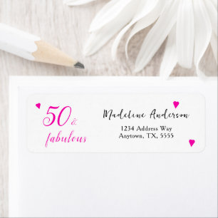 50 en fabulous roze 50ste verjaardag retouradres etiket