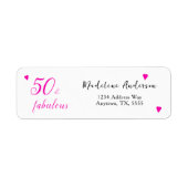 50 en fabulous roze 50ste verjaardag retouradres etiket (Voorkant)