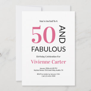 50 en Fabulous Roze 50ste Verjaardagsfeestje Kaart
