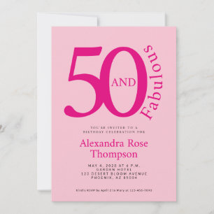 50 en Fabulous Roze 50ste Verjaardagsfeestje Kaart